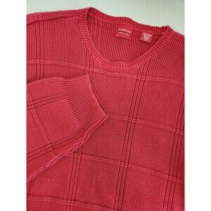Vintage Arrow Sweater Men's XL Red Pullover‎ Cotton Windowpane Crew Knit 90's